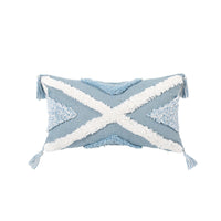 HKM-878227 Blue Geometric Tufted Cotton and Linen Pillow Cover, Available in Multiple Sizes