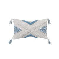 HKM-878227 Blue Geometric Tufted Cotton and Linen Pillow Cover, Available in Multiple Sizes
