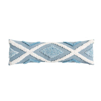 HKM-878227 Blue Geometric Tufted Cotton and Linen Pillow Cover, Available in Multiple Sizes