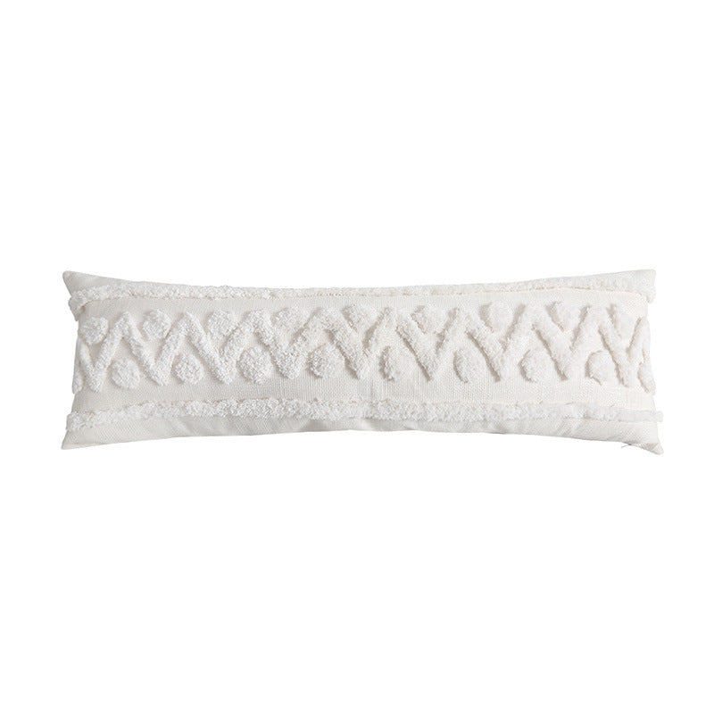 HKM-878227 Blue Geometric Tufted Cotton and Linen Pillow Cover, Available in Multiple Sizes