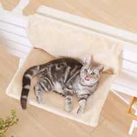 HKM-878291 Four Seasons Cat Hammock - Cozy Hanging Bed for Cats up to 10 lbs in Gray and Beige Fur