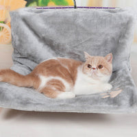 HKM-878291 Four Seasons Cat Hammock - Cozy Hanging Bed for Cats up to 10 lbs in Gray and Beige Fur