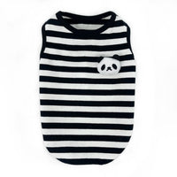 HKM-878355 Striped Vest for Small Dogs - Panda and Frog Designs, Cotton Material, Casual Style