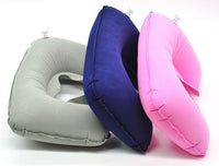 HKM-878611 Inflatable U-Shaped Neck Pillow in Flocking PVC for Comfortable Travel and Relaxation
