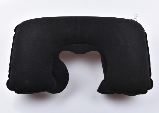 HKM-878611 Inflatable U-Shaped Neck Pillow in Flocking PVC for Comfortable Travel and Relaxation