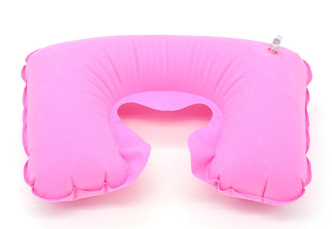 HKM-878611 Inflatable U-Shaped Neck Pillow in Flocking PVC for Comfortable Travel and Relaxation