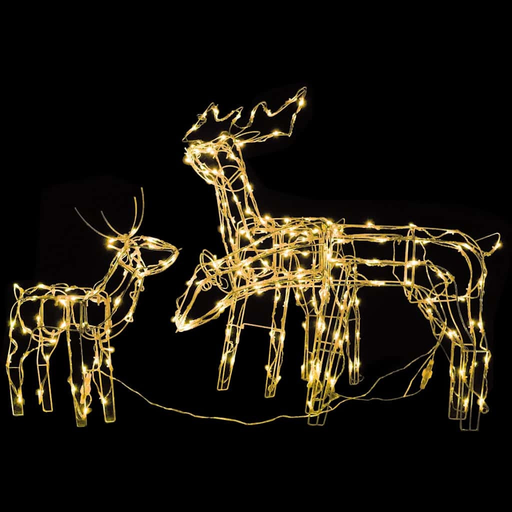 HKM-878739 3-Piece LED Reindeer Christmas Decoration Set - Warm White Lights for Indoor & Outdoor Use