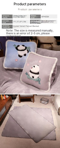 HKM-878739 Cartoon Panda Three-in-One Cushion Pillow and Blanket Set