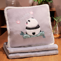 HKM-878739 Cartoon Panda Three-in-One Cushion Pillow and Blanket Set