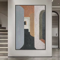 HKM-878867 Handmade Abstract Oil Painting on Canvas for Modern Home Decor, Unstretched and Frameless