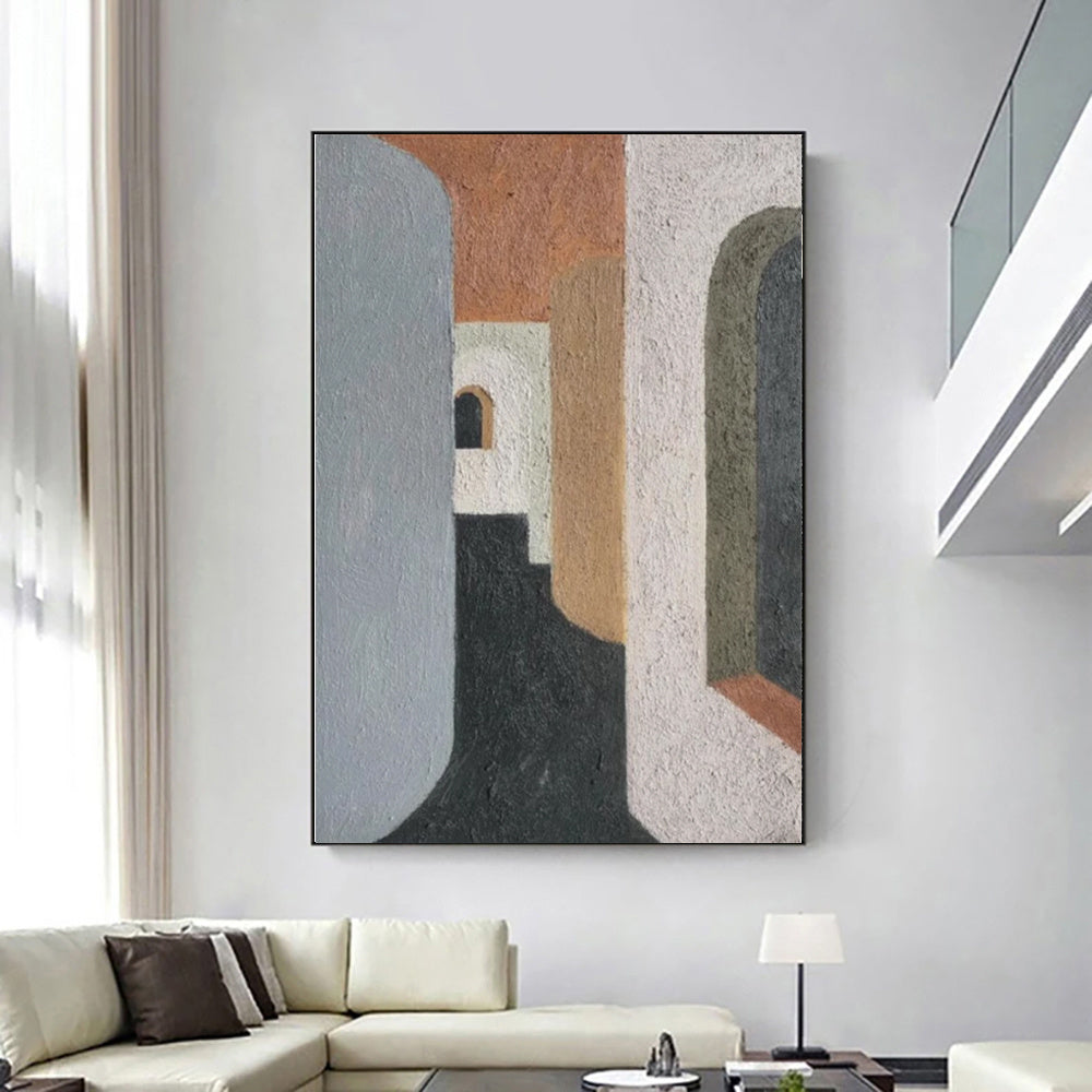 HKM-878867 Handmade Abstract Oil Painting on Canvas for Modern Home Decor, Unstretched and Frameless