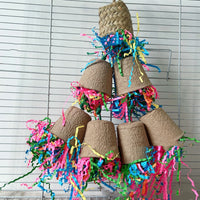 HKM-878867 Paper Cup Hanging Bite Toy for Birds - Eco-Friendly Palm Weaving Design, 38cm High, 82g