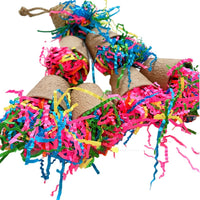 HKM-878867 Paper Cup Hanging Bite Toy for Birds - Eco-Friendly Palm Weaving Design, 38cm High, 82g