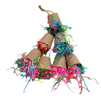 HKM-878867 Paper Cup Hanging Bite Toy for Birds - Eco-Friendly Palm Weaving Design, 38cm High, 82g
