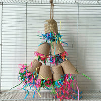 HKM-878867 Paper Cup Hanging Bite Toy for Birds - Eco-Friendly Palm Weaving Design, 38cm High, 82g