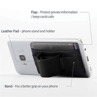 HKM-878995 Lycra Mobile Phone Back Sticker Card Holder - Imitation Leather, Plain Design, 58*92mm