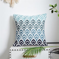 HKM-878995 Mediterranean Style Cotton Canvas Pillow with Landscape Pattern for Living Room and Outdoor Use