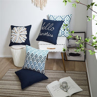 HKM-878995 Mediterranean Style Cotton Canvas Pillow with Landscape Pattern for Living Room and Outdoor Use
