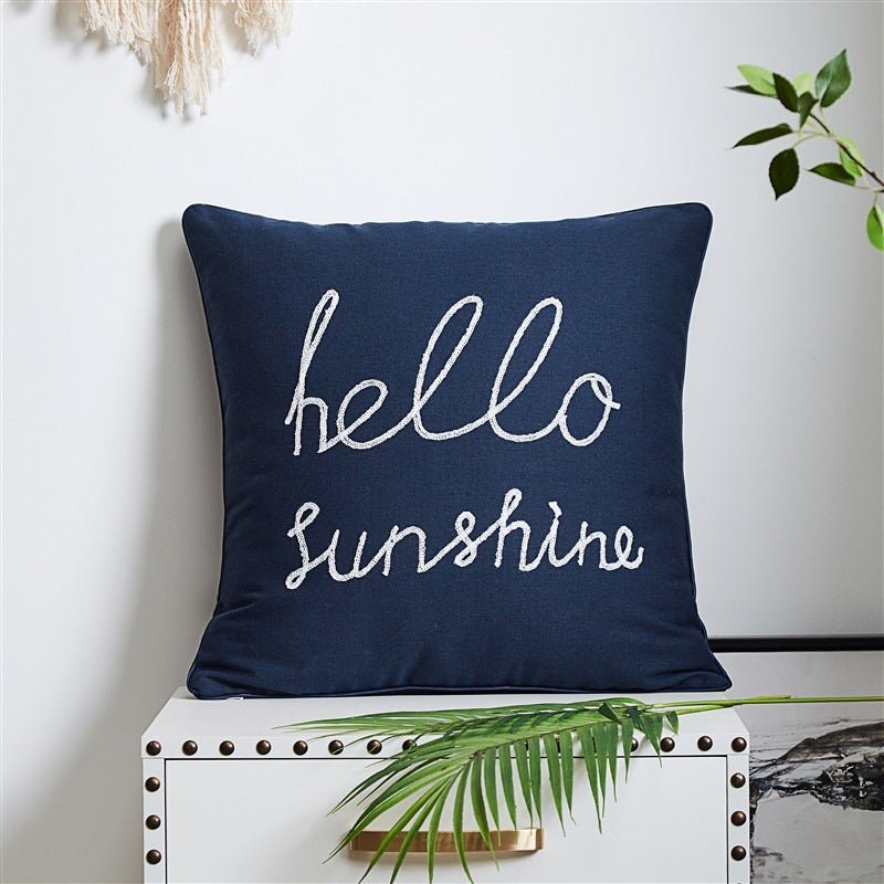 HKM-878995 Mediterranean Style Cotton Canvas Pillow with Landscape Pattern for Living Room and Outdoor Use