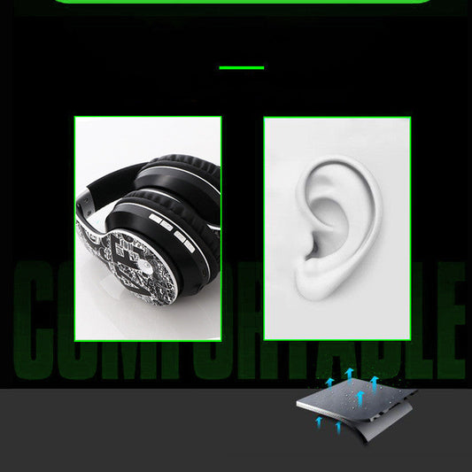 HKM-878995 Wireless Bluetooth Headphones with Heavy Bass for Music and Sports, Built-in Microphone, 10-Hour Battery Life