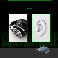 HKM-878995 Wireless Bluetooth Headphones with Heavy Bass for Music and Sports, Built-in Microphone, 10-Hour Battery Life