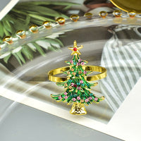 HKM-879059 Elegant Green Metal Napkin Buckle for Western-style Holiday Table Setting