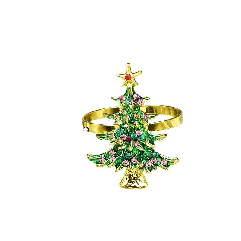 HKM-879059 Elegant Green Metal Napkin Buckle for Western-style Holiday Table Setting