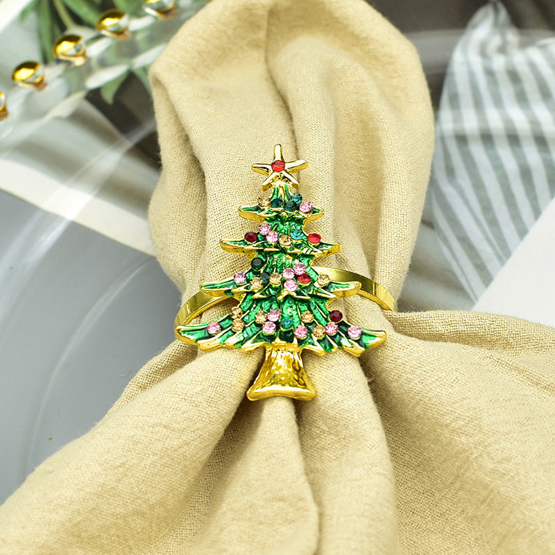 HKM-879059 Elegant Green Metal Napkin Buckle for Western-style Holiday Table Setting