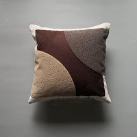 HKM-879059 Mid-Vintage Square Tassel Cushion Cover - Knitted Design in Light Grey, Black and White Geometric, and Taupe Block