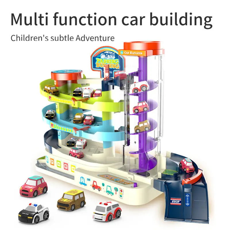 HKM-879187 Multi-Layer Revolving Elevator Parking Garage for Car Play with DIY Assembly