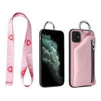 HKM-879187 PU Leather Cord Wallet Case with Neck Lanyard for Phone Compatibility