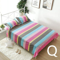 HKM-879251 Geometric Pattern Flat Sheet for Single or Double Beds - Versatile Bedding in Elegant Design