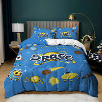 HKM-879251 Kids Digital Printed Spaceship Rocket Pattern Bedding Quilt Cover Set for Modern Bedrooms