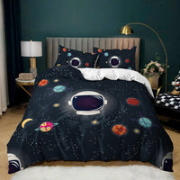 HKM-879251 Kids Digital Printed Spaceship Rocket Pattern Bedding Quilt Cover Set for Modern Bedrooms