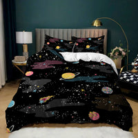 HKM-879251 Kids Digital Printed Spaceship Rocket Pattern Bedding Quilt Cover Set for Modern Bedrooms