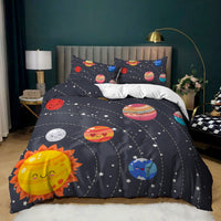 HKM-879251 Kids Digital Printed Spaceship Rocket Pattern Bedding Quilt Cover Set for Modern Bedrooms