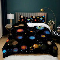 HKM-879251 Kids Digital Printed Spaceship Rocket Pattern Bedding Quilt Cover Set for Modern Bedrooms
