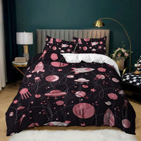 HKM-879251 Kids Digital Printed Spaceship Rocket Pattern Bedding Quilt Cover Set for Modern Bedrooms