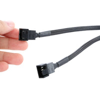 HKM-879315 4-Pin Temperature Controlled Cooling Fan Extension Cable with CPU Adapter and Mesh Design
