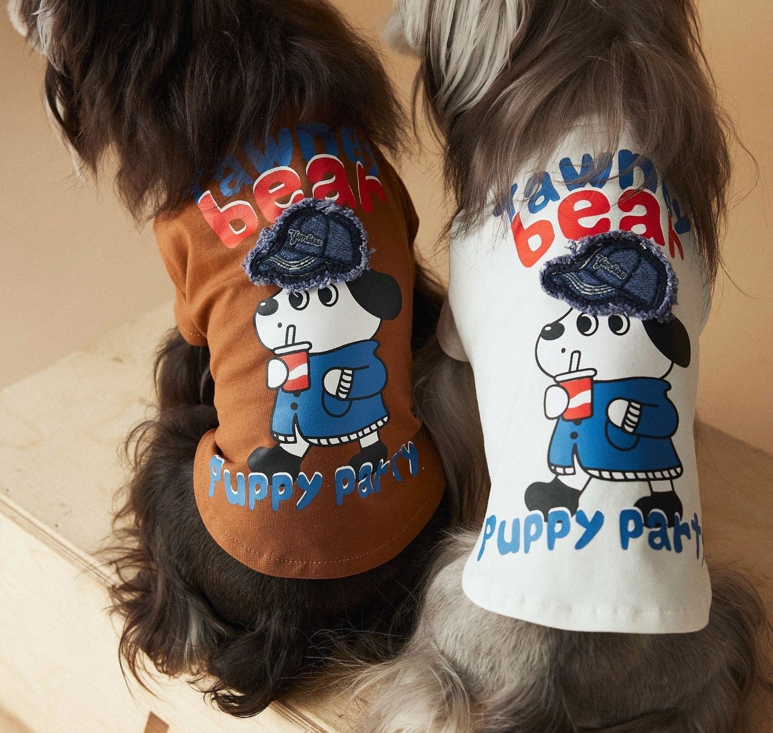 HKM-879507 Cute Printed Dog T-Shirt for Spring and Summer in Coffee and White – XS to XXL Sizes Available