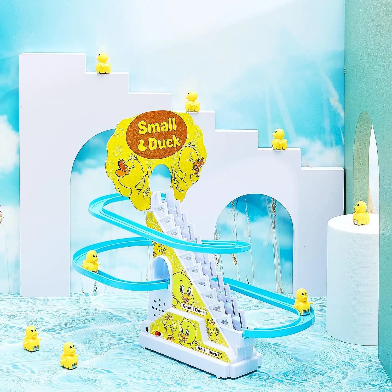 HKM-879571 Electric Duck Climbing Race Toy for Kids - Fun Sliding & Stair Navigation