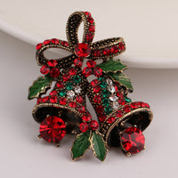 HKM-879699 Elegant Christmas Suit Pin Brooch with Alloy Inlaid Artificial Gems in Ancient Gold and Silver