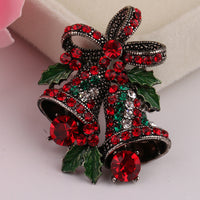 HKM-879699 Elegant Christmas Suit Pin Brooch with Alloy Inlaid Artificial Gems in Ancient Gold and Silver