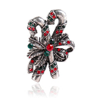 HKM-879699 Elegant Christmas Suit Pin Brooch with Alloy Inlaid Artificial Gems in Ancient Gold and Silver
