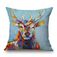 HKM-879763 Animal Art Oil Painting Linen Pillowcase - 45x45CM Polyester Design