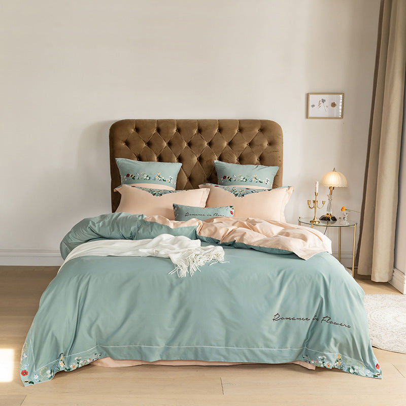 HKM-879891 Embroidered Cotton Quilt Cover Set for 1.5m/1.8m Beds in Various Colors