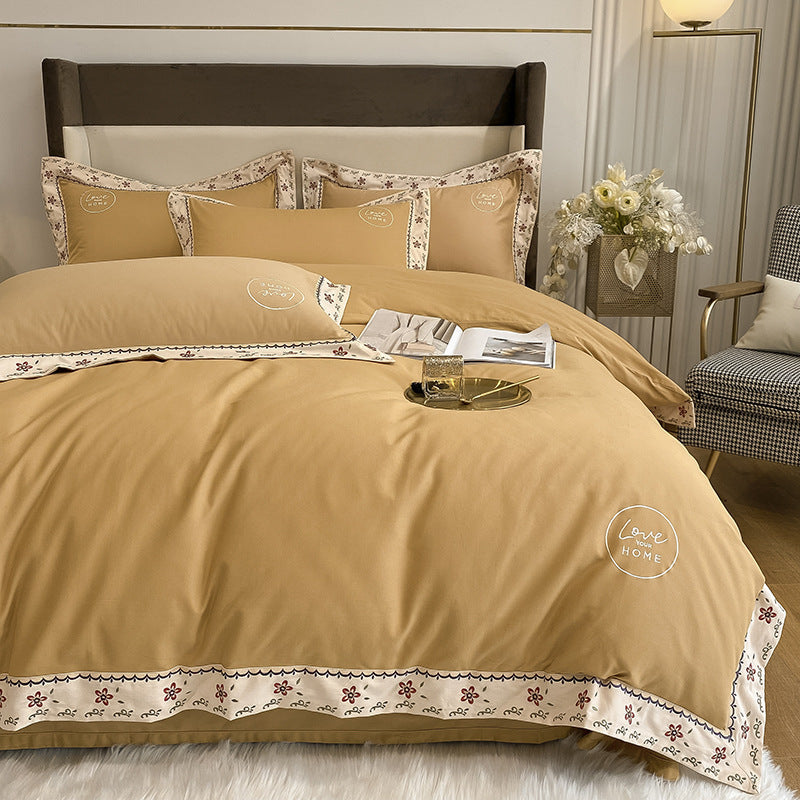 HKM-879891 Embroidered Cotton Quilt Cover Set for 1.5m/1.8m Beds in Various Colors