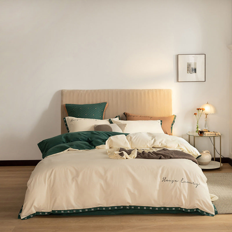 HKM-879891 Embroidered Cotton Quilt Cover Set for 1.5m/1.8m Beds in Various Colors