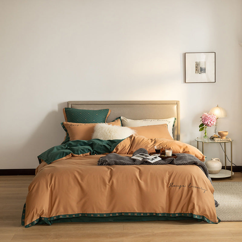 HKM-879891 Embroidered Cotton Quilt Cover Set for 1.5m/1.8m Beds in Various Colors