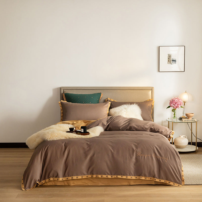 HKM-879891 Embroidered Cotton Quilt Cover Set for 1.5m/1.8m Beds in Various Colors
